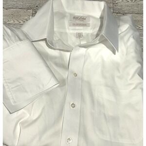 ROUNDTREE & YORKE Gold Label Non Iron EZ Wash Pinpoint White Dress Shirt 16.5/35